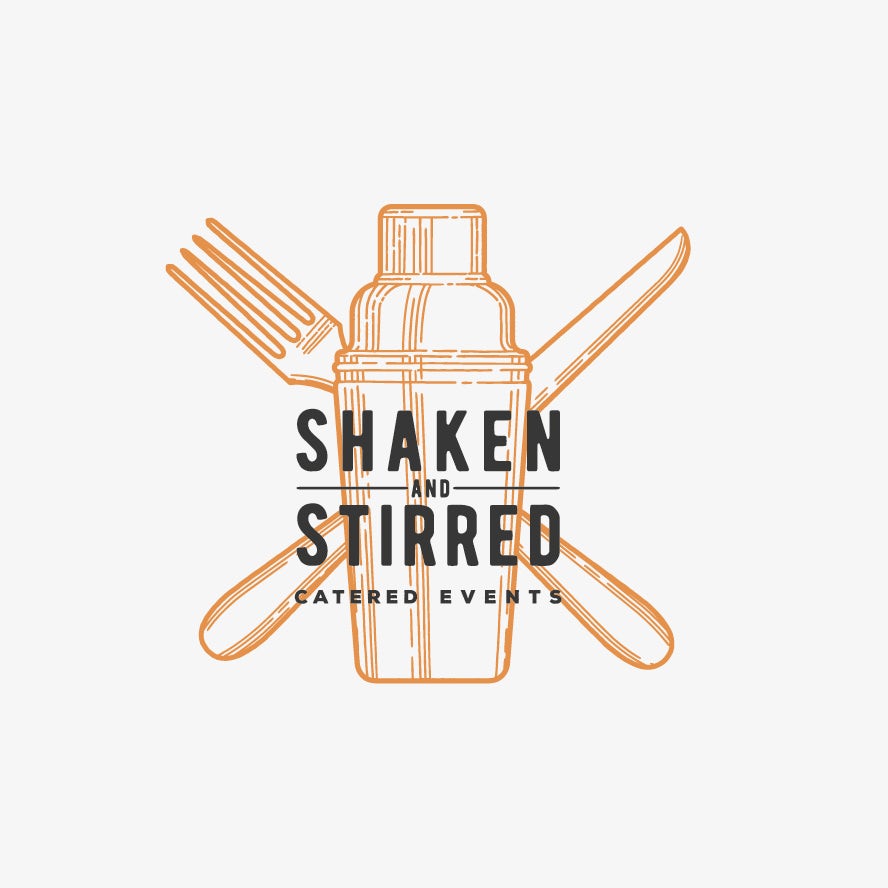 catering  logo  with classic illustration of shaker and cutlery