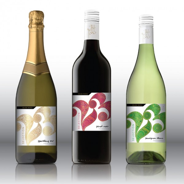 detailed wine  logo  in three colors