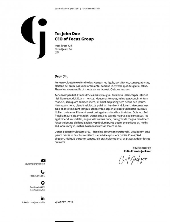 Minimal letterhead design